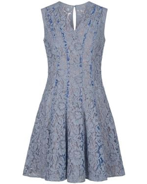 Valentino Garavani Robe Mi-Longue À Dentelle Fleurie - Blue
