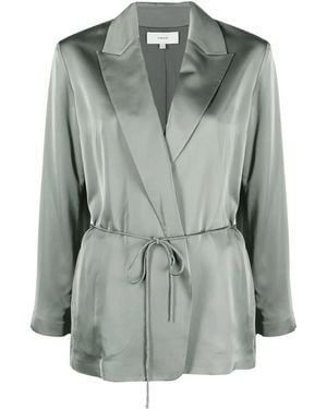 Vince V-Neck Double-Breasted Blazer - Gray