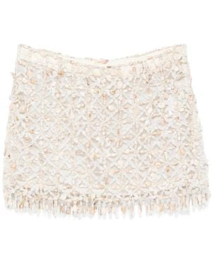 Cult Gaia Idalia Bead-Embellished Midi Skirt - Natural