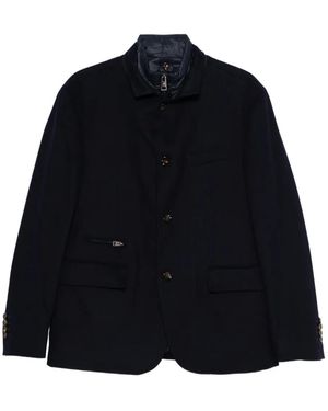 KIRED Button-Fastening Detachable-Collar Jacket - Blue