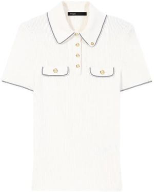 Maje Ribbed-Knit Polo Shirt - White