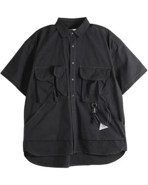 and wander Cargo-Pocket Short-Sleeve Shirt - Black