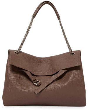 Orciani Midi Venus Schultertasche Aus Gekörntem Leder - Braun