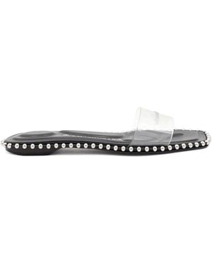 Alexander Wang Beaded Clear-Strap Flats - White