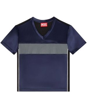 DIESEL T-Race Satin Tulle Cropped T-Shirt - Blue
