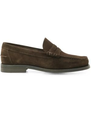 Saxone Of Scotland Suede Penny Loafers - Brown