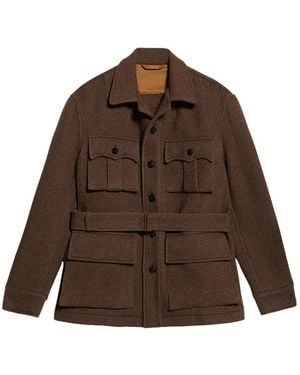 Fortela Carlo Flapped Belted Jacket - Brown