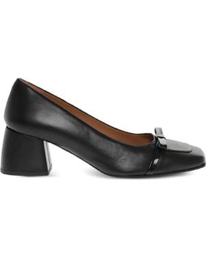 Amedeo Testoni Bow-Detail Square-Toe Court Shoes - Black