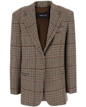 FEDERICA TOSI Check-Pattern Single-Breasted Blazer - Brown