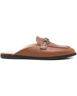 Pinko ロゴチェーン ミュール - ブラウン