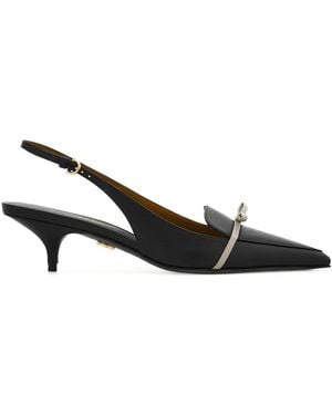 Ferragamo Pointed Bow-Detail Slingback Court Shoes - Black
