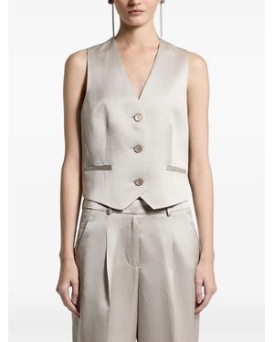 Peserico Button V-Neck Waistcoat - Metallic