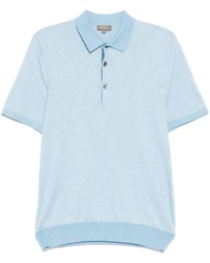 N.Peal Cashmere Polzeath Birdseye Polo Shirt - Blue