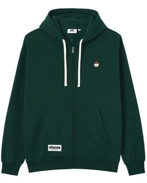 Chocoolate Logo-Patch Zip-Up Hoodie - Green