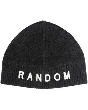 Random Identities Gerippte Beanie Mit Slogan-Stickerei - Schwarz
