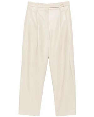 Co. Pleated Leather Pants - White