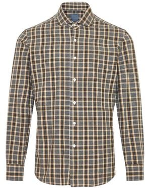 Barba Napoli Check-Pattern Long-Sleeve Shirt - Grey