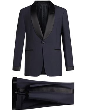 Tom Ford サテントリム スーツ - ブルー
