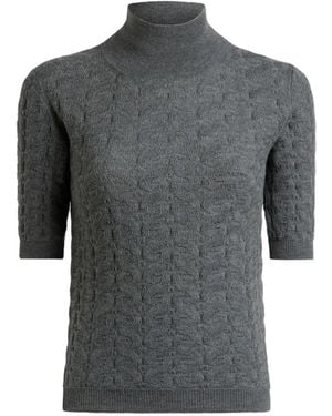 Etro Wool Mock-Neck Jumper With Paisley Detailing - Grey