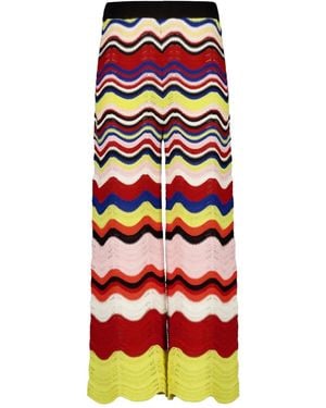 La DoubleJ Chevron-Knit Trousers - Red