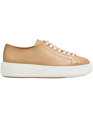Santoni Leather Platform Sneakers - White