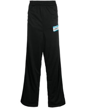 Vetements Logo-Print Wide-Leg Trousers - Black