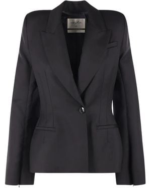 MATIERES FECALES Padded-Shoulder Tailored Jacket - Black