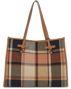 Gianni Chiarini Marcella Plaid Knot-Detail Tote Bag - Brown