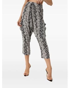 One Teaspoon Snake-Print Cropped Trousers - Grey