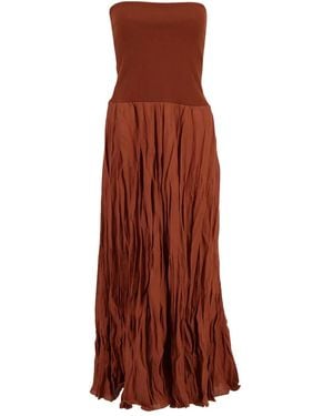 Johanna Ortiz Ribbed-Waist Pleated Skirt - Rood