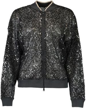 Brunello Cucinelli Sequin-knitted Bomber Jacket - Black