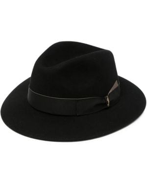 Borsalino Grosgrain-Trim Fedora Hat - Black