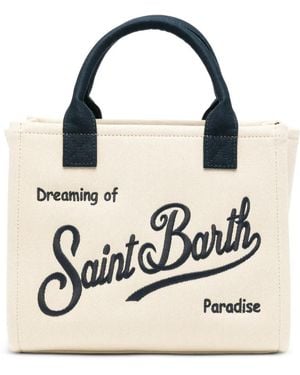 MC2 Saint Barth Midi Vanity Logo-Embroidered Tote Bag - White