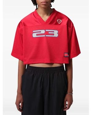 Nike Brooklyn Cropped Mesh T-Shirt - Red