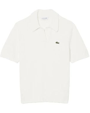 Lacoste Logo-Patch Bouclé Jumper - White