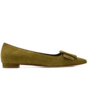 Manolo Blahnik Maysale Buckle Ballet Flats - Green