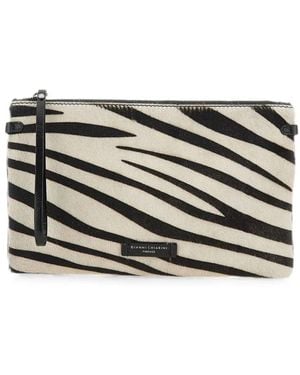 Gianni Chiarini Hermy Zebra-Print Clutch Bag - Gray