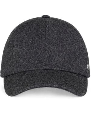 Tagliatore Panelled Virgin-Wool Baseball Cap - Black