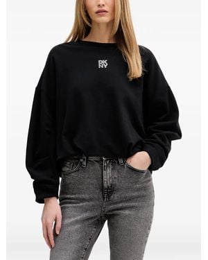 DKNY Logo-Embellished Crew Neck Sweatshirt - Black