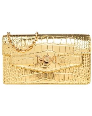 Versace Medusa '95 Crocodile-Effect Clutch Bag - Metallic