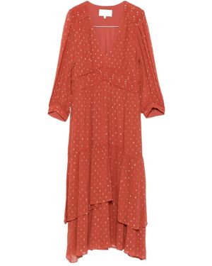 Ba&sh Gestuftes Maia Midikleid mit Metallic-Punkten - Rot