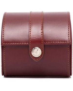 Aspinal of London Stitched Logo Watch Case - Purple
