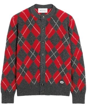 Ami Paris Wollen Vest Met Argyle-Patroon - Rood