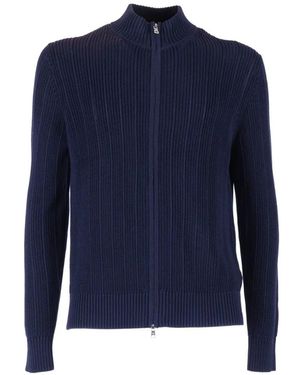 Ballantyne Zip-Up Cotton Cardigan - Blue