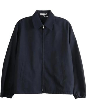 AURALEE Zip-Up Elasticated-Hem Jacket - Blue
