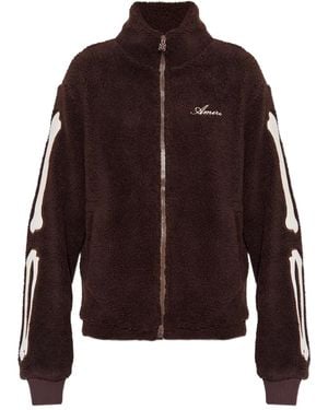 Amiri Bones-Details Logo-Embroidered Jacket - Brown