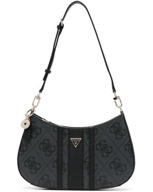 Guess Noelle Patterned Charm Shoulder Bag - Black