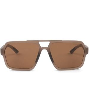 Prada Linea Rossa Rectangle-Frame Sunglasses - Brown