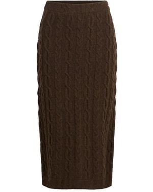 Karl Lagerfeld Cable-Knit Midi Skirt - Brown