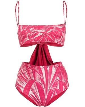 RED Valentino Bikini Met Bladerprint - Roze